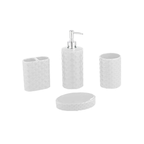Ensemble Salle De Bain 4 Pièces Coquillage – Céramique Blanc Nacré – Choses Préférées