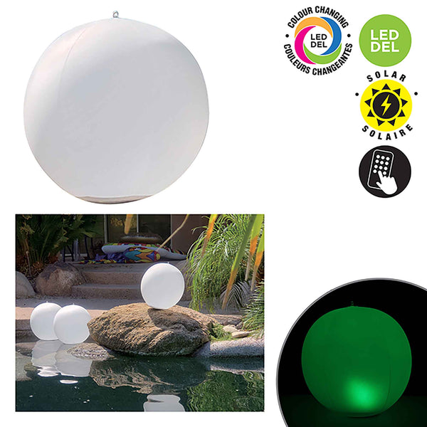 Balle De Plage LED 40,6 Cm – 16 Couleurs, Télécommande, Imperméable IP68, PVC Gonflable, Piscine/soirée