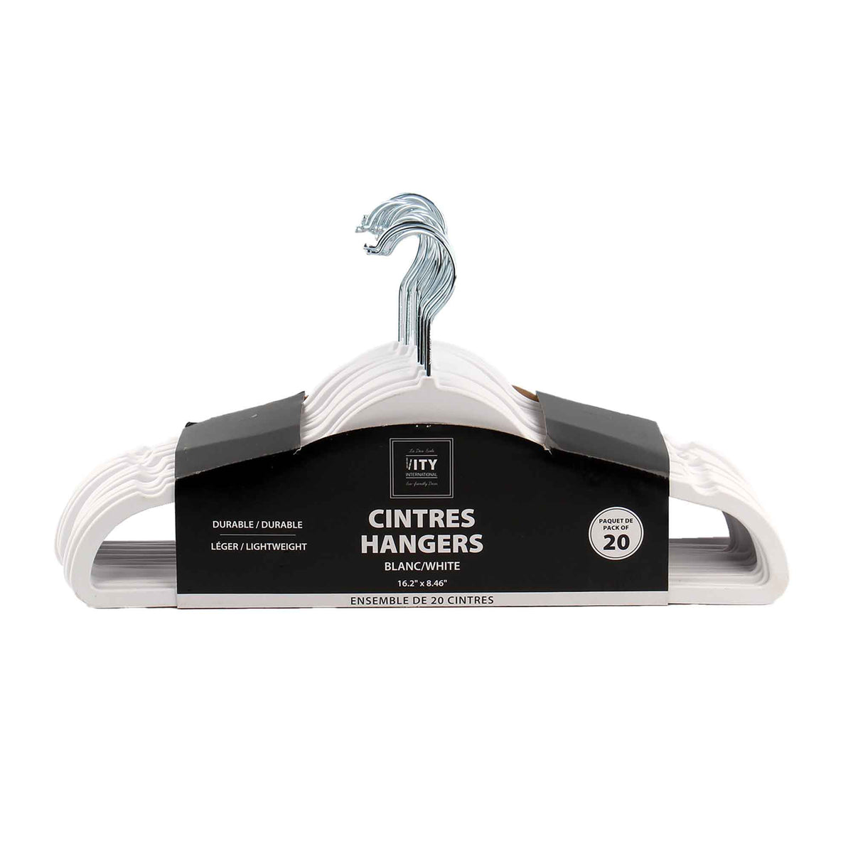 Cintre léger en plastique, blanc (20 unités)