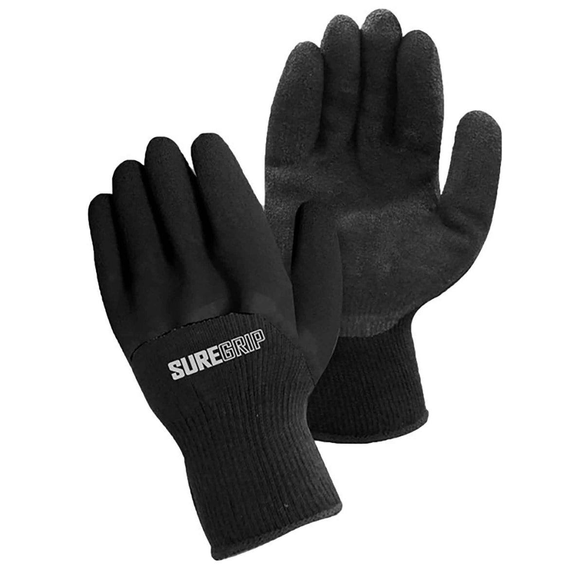 Gants à doublure polaire avec paume et jointures enduites de latex, T-grand (noir)