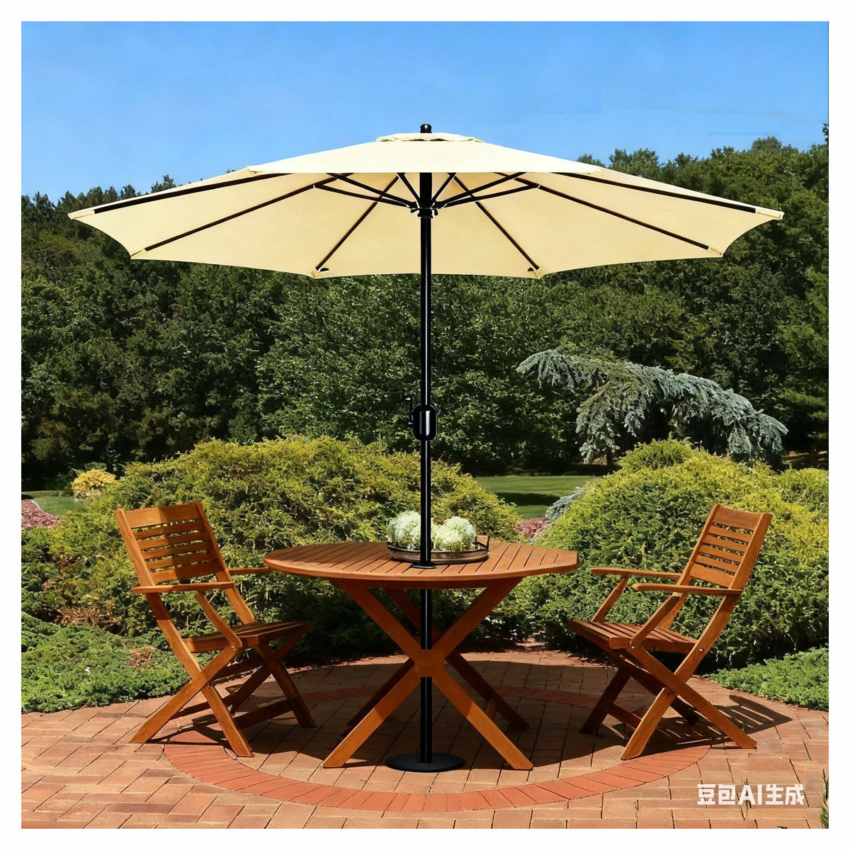 Parasol de marché en aluminium de 9', jaune beurre
