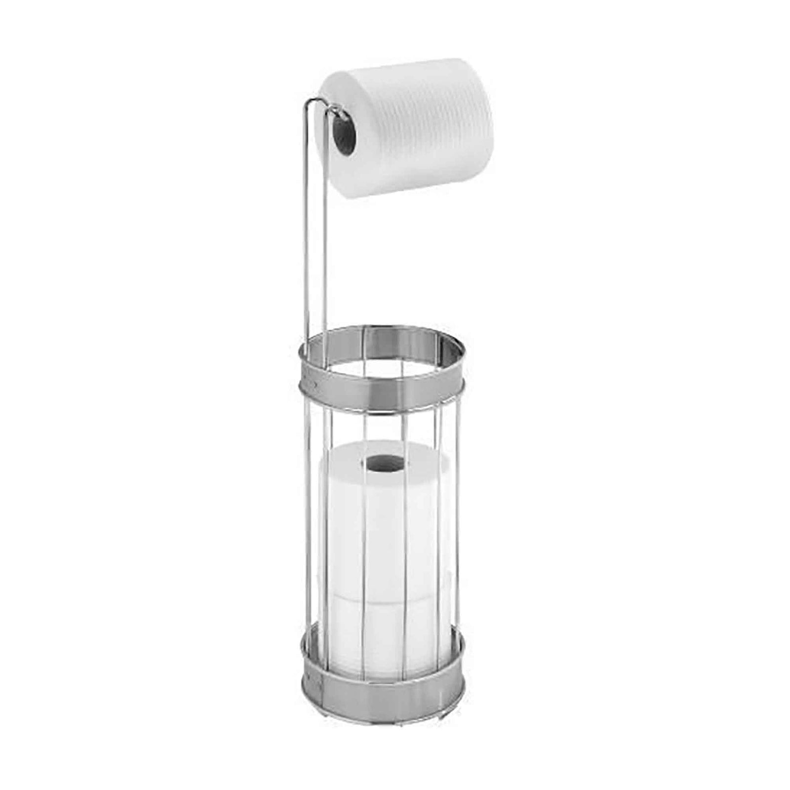 Porte-papier hygiénique chromé avec rangement pour rouleaux, de style industriel 