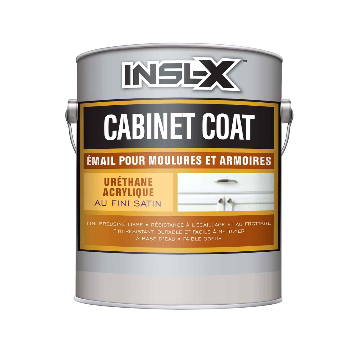 Peinture émail pour moulures et armoires Insl-X Cabinet Coat satin base 1, 3,79 L