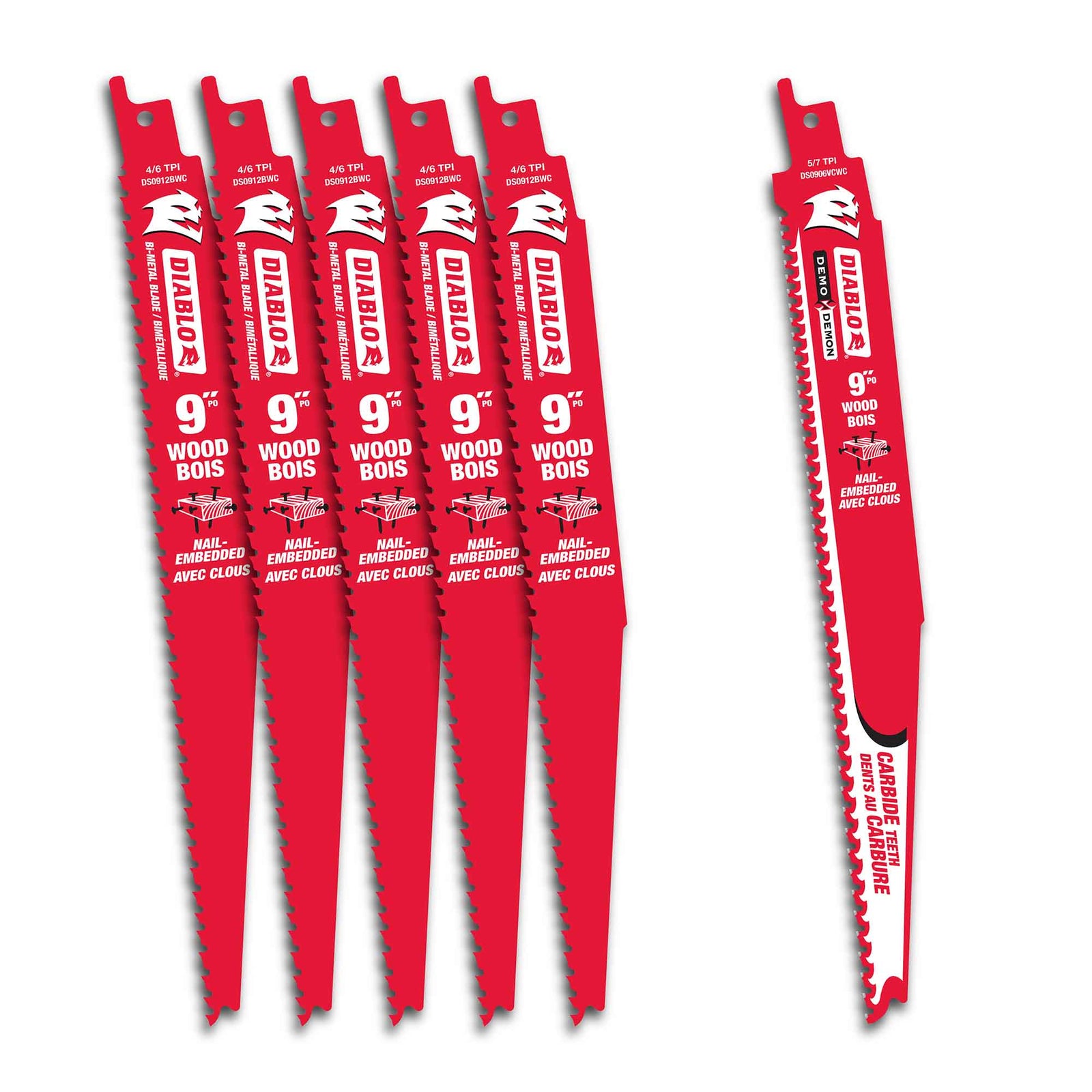 Lame de scie alternative pour bois clouté,  9'' x 4/6 DPP (6 unités)