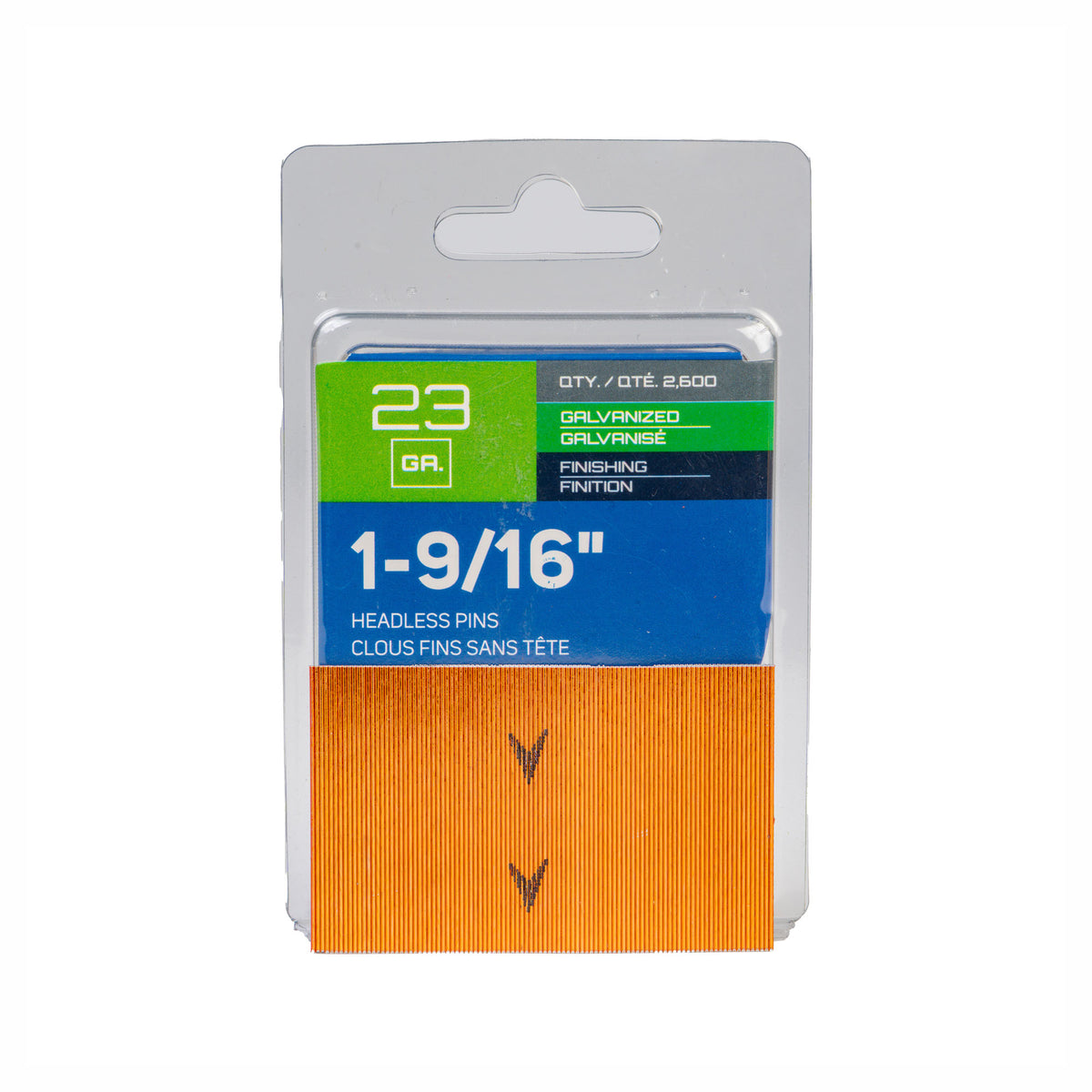 Clous de finition fins sans tête de calibre 23 en acier galvanisé, 1-9/16'' (2 600 unités)