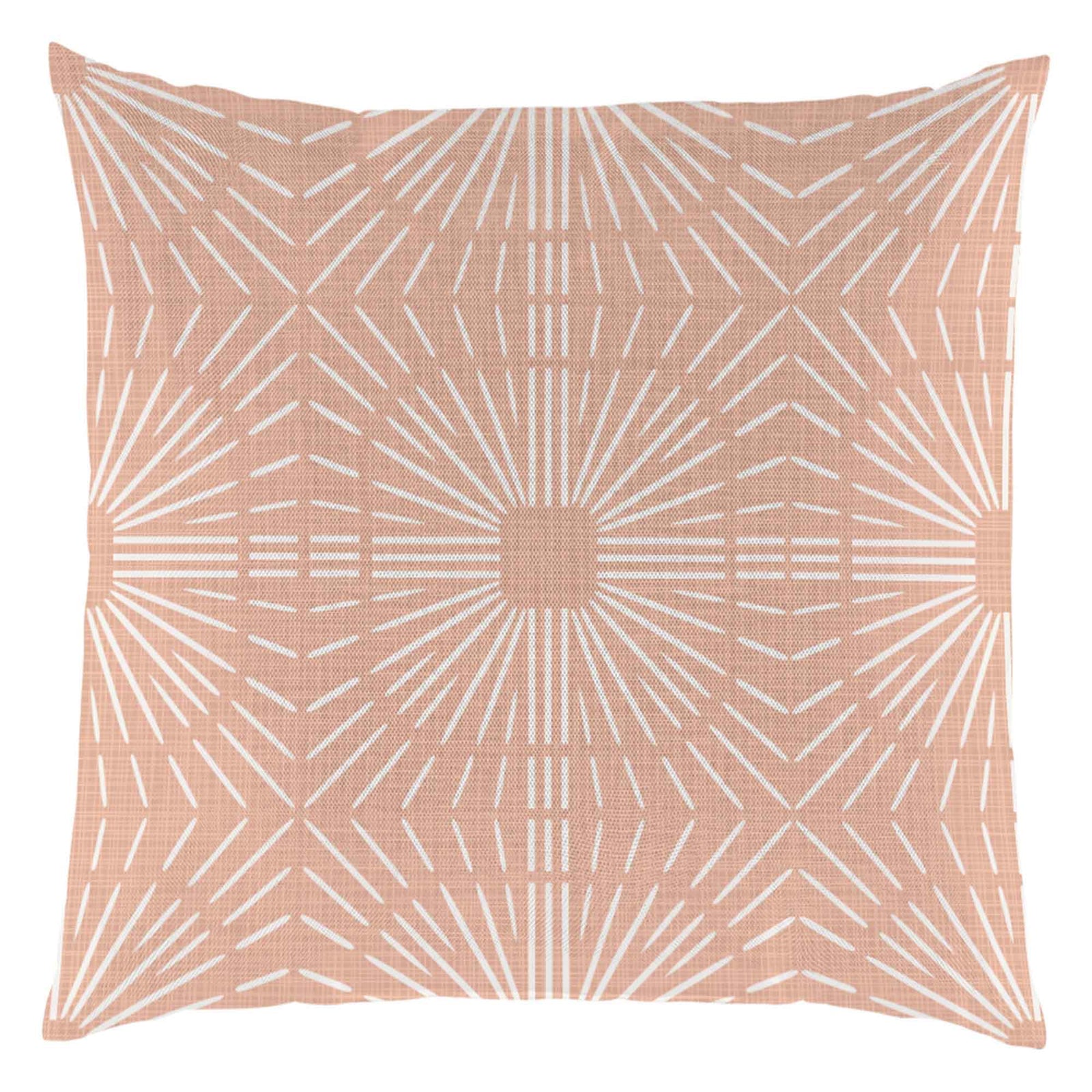 Coussin d'extérieur imprimé et tissé, 17,7'' x 17,7'' (géométrique pêche)