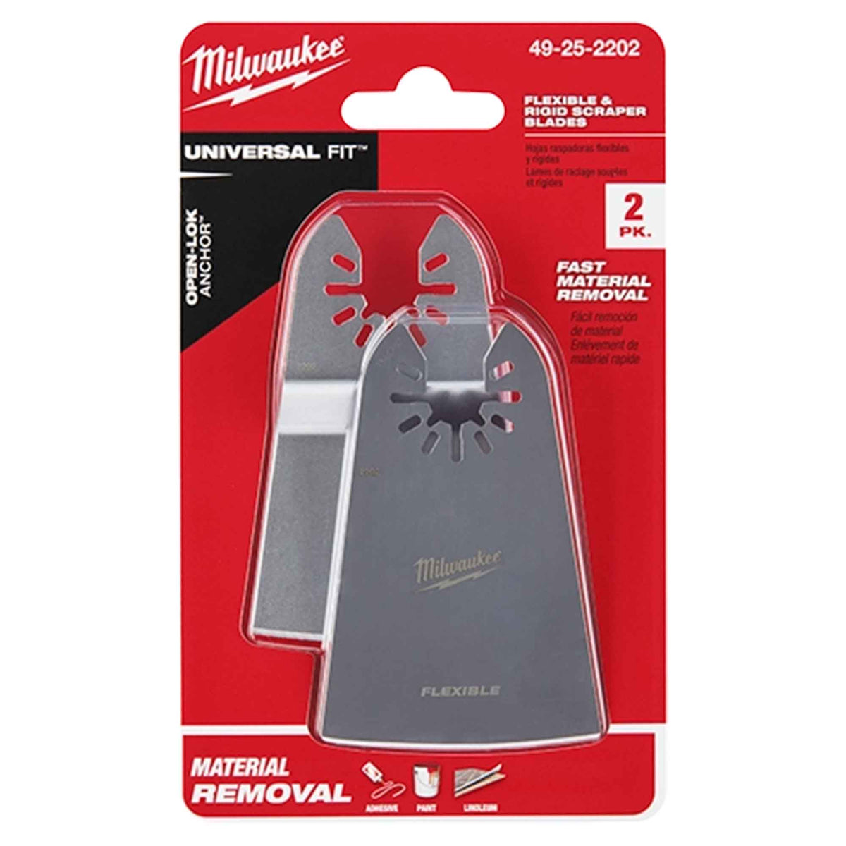 Ensemble de lames avec grattoir rigide et flexible pour outil oscillant, 2" (2 pièces) 