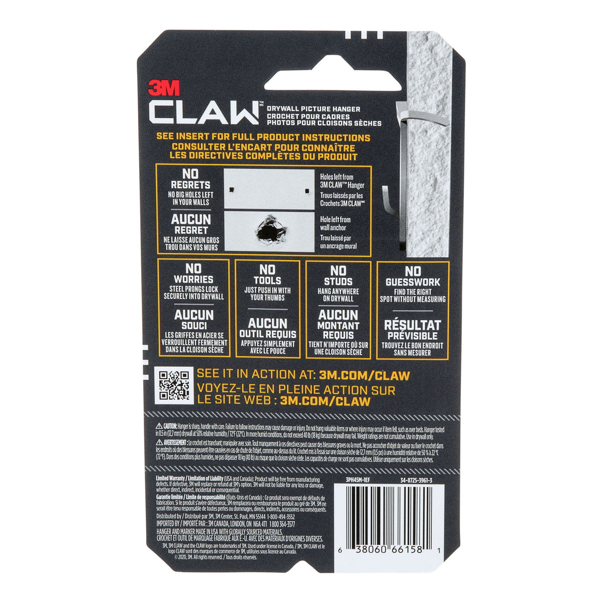 Crochet CLAW pour cadres pour cloisons sèches, 20 kg