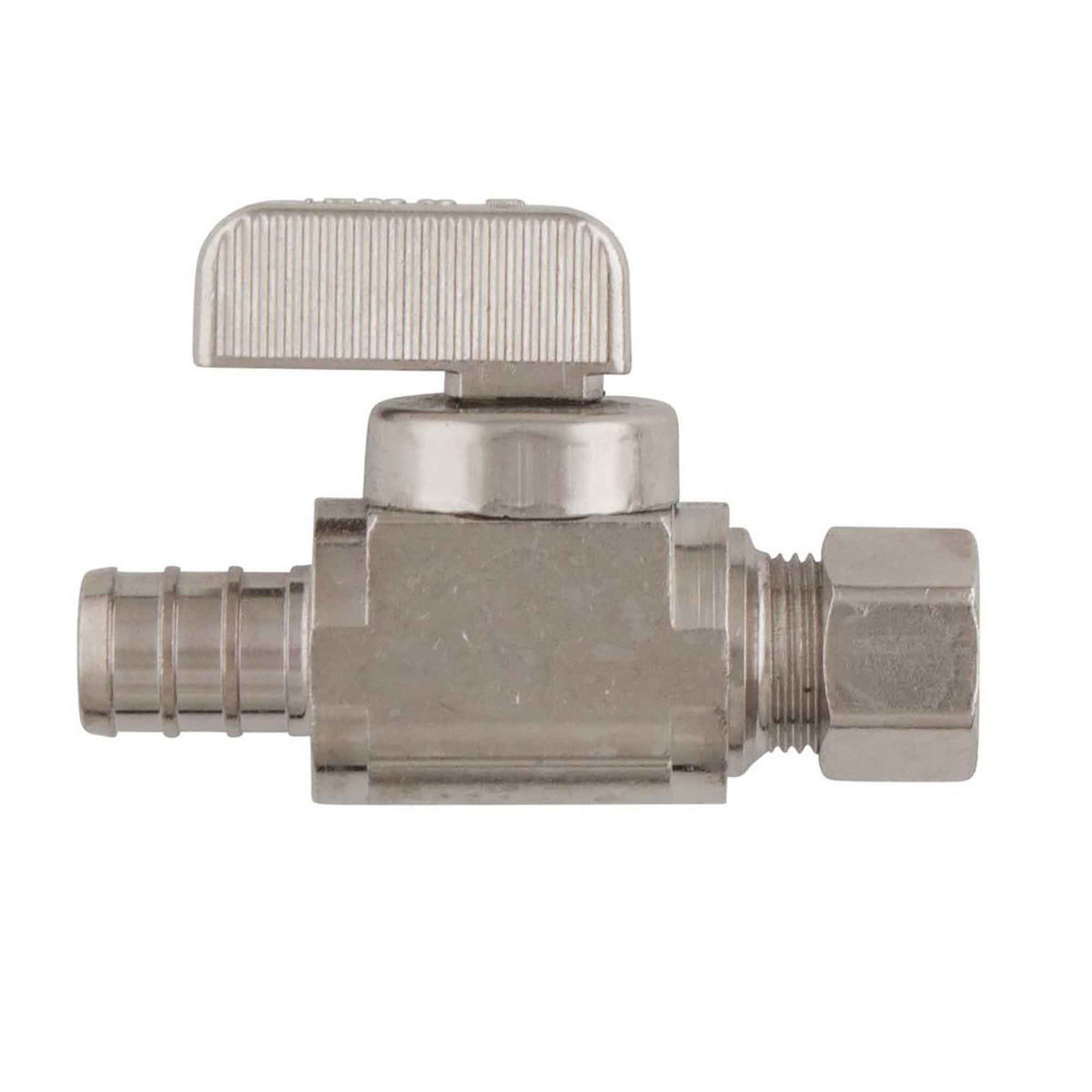 Mini valve à bille 1/ 4 de tour 1/2'' Pex x 3/8'' compression, 1/4 de tour droit 