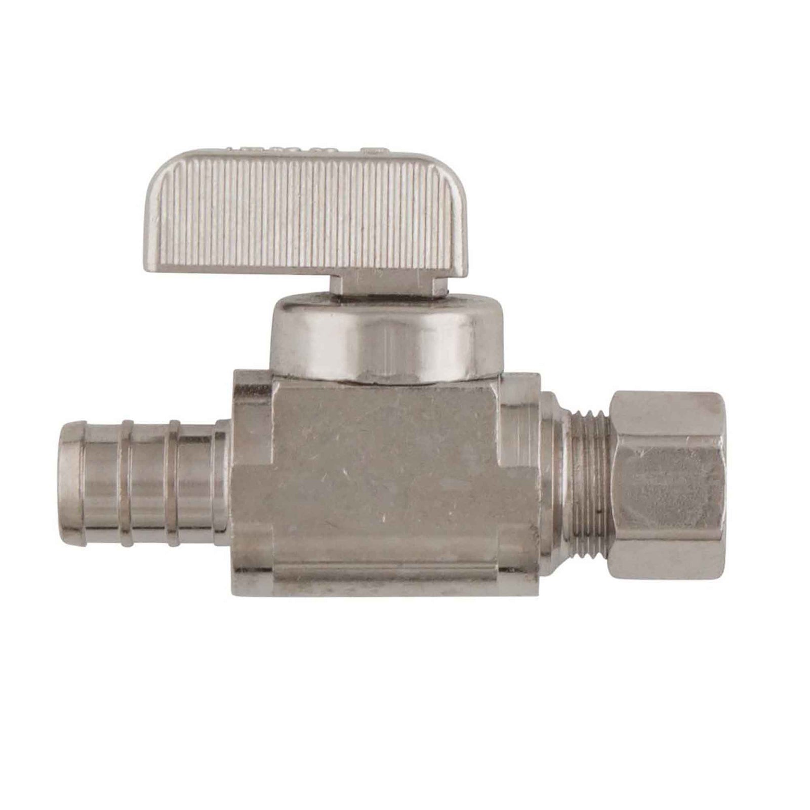 Mini valve à bille 1/ 4 de tour 1/2'' Pex x 3/8'' compression, 1/4 de tour droit 