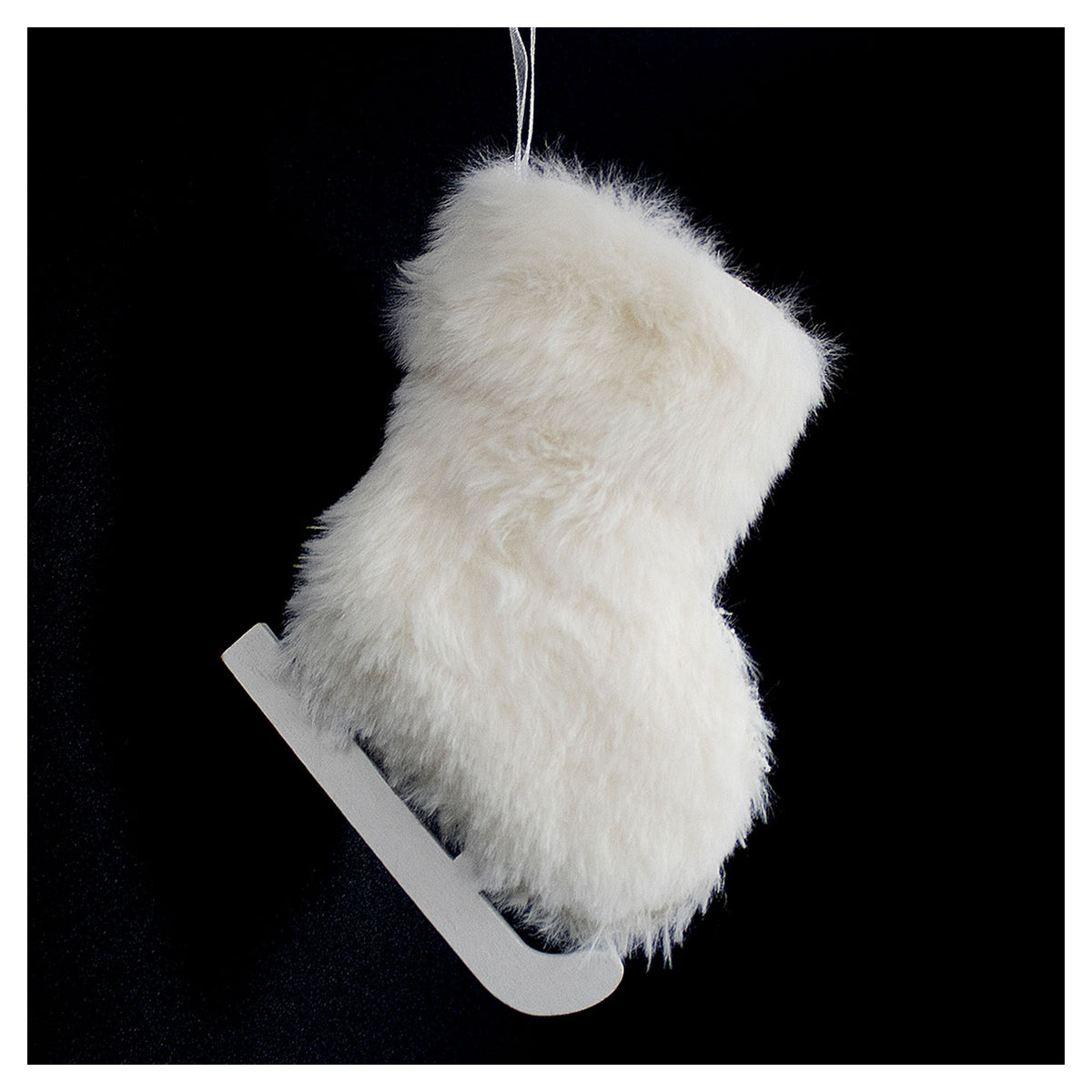 Décoration de patin en fourrure blanche à suspendre, 5''