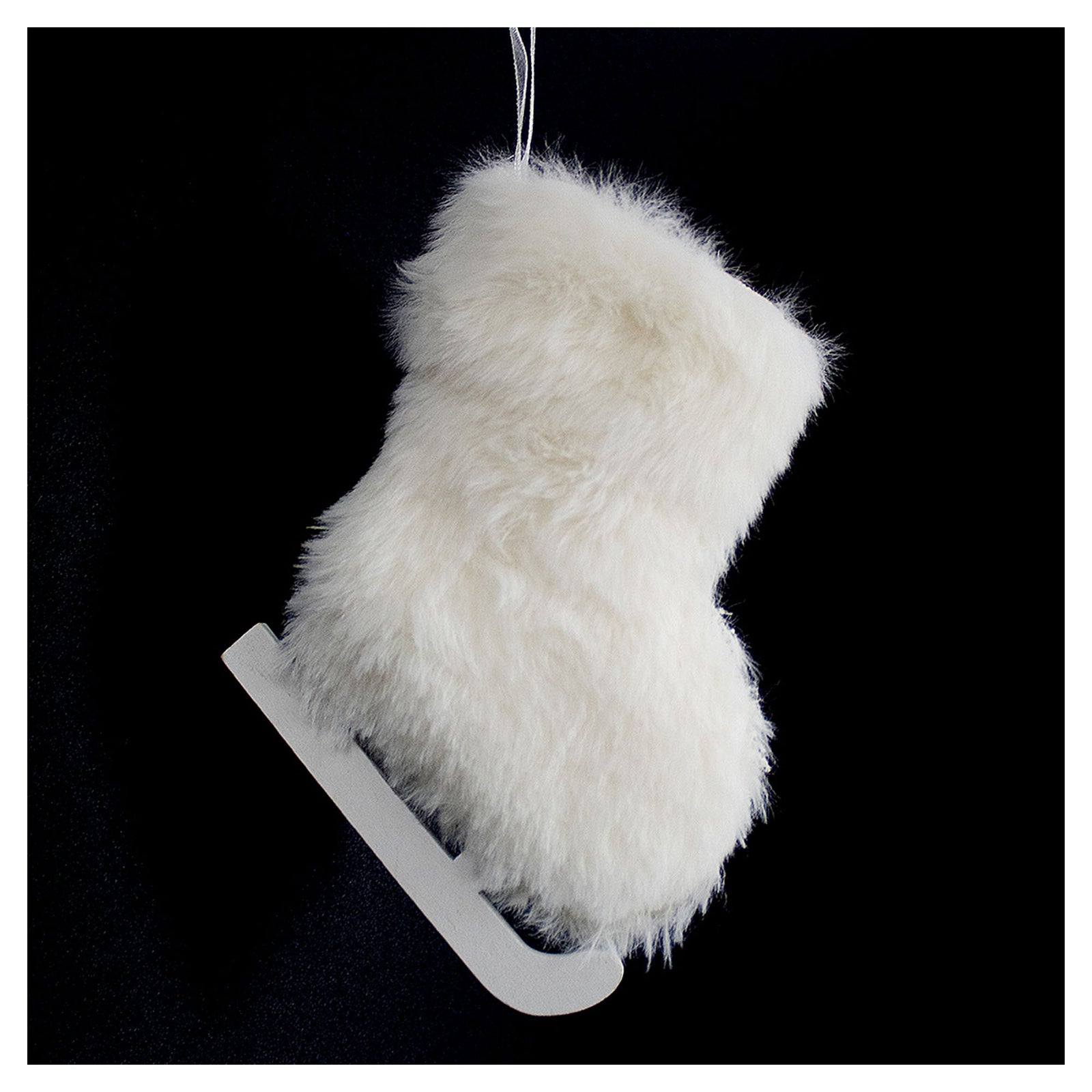 Décoration de patin en fourrure blanche à suspendre, 5''