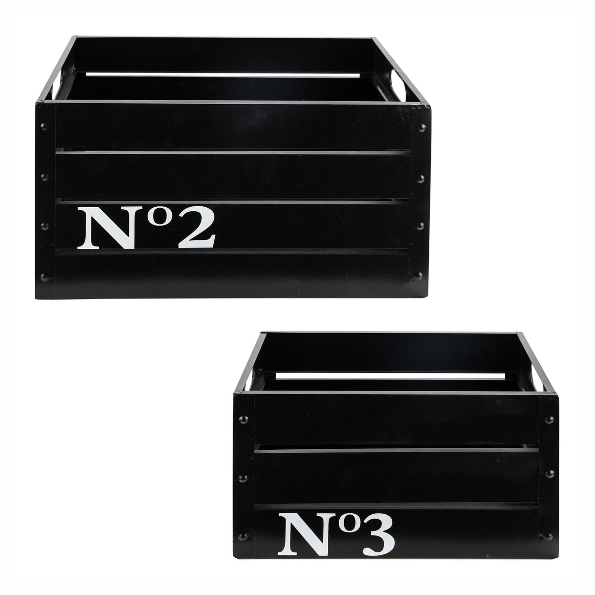 Caisse de rangement numéroté en métal, noir, petit