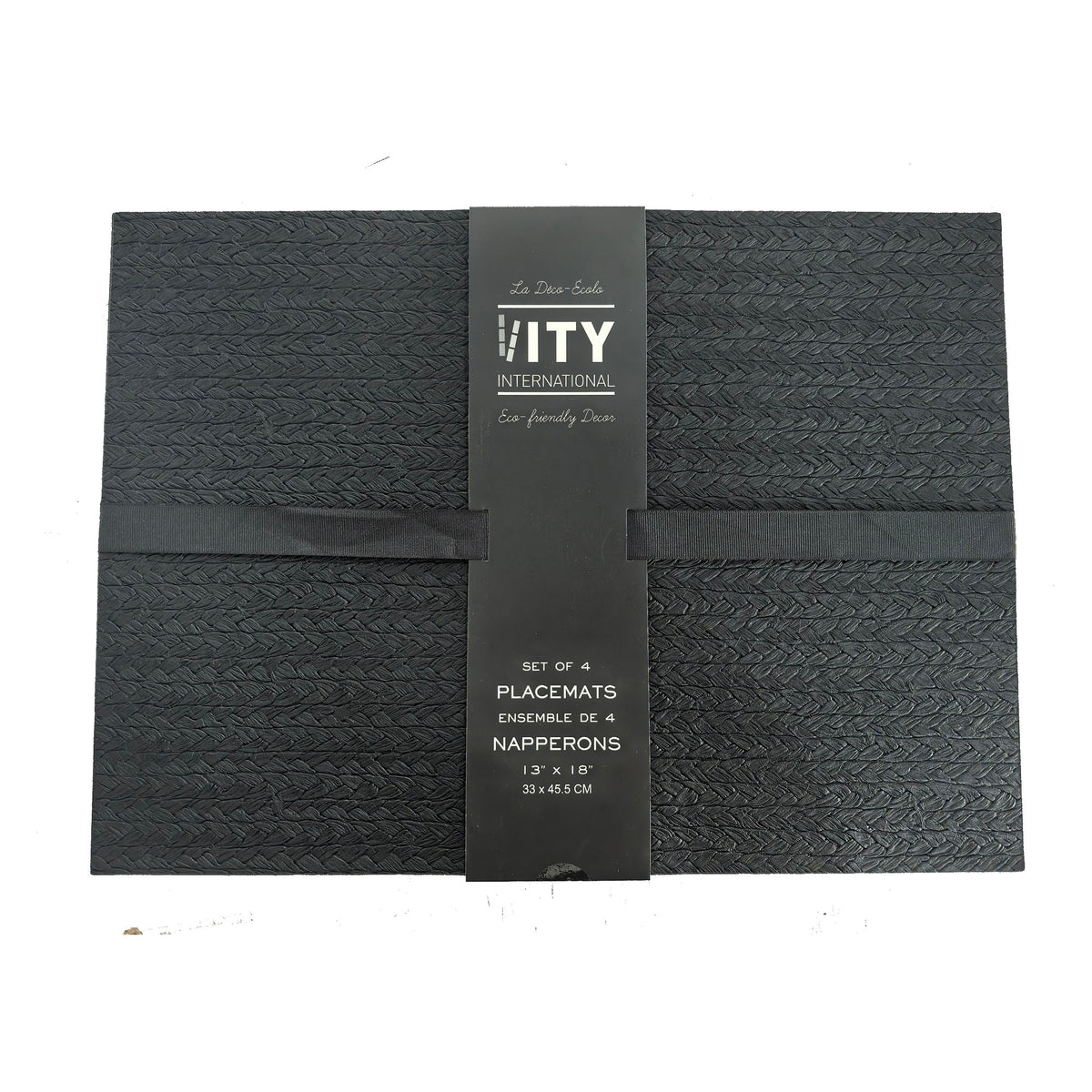 Ensemble de napperons rectangulaires en cuir noir, 13'' x 18'' (4 unités)