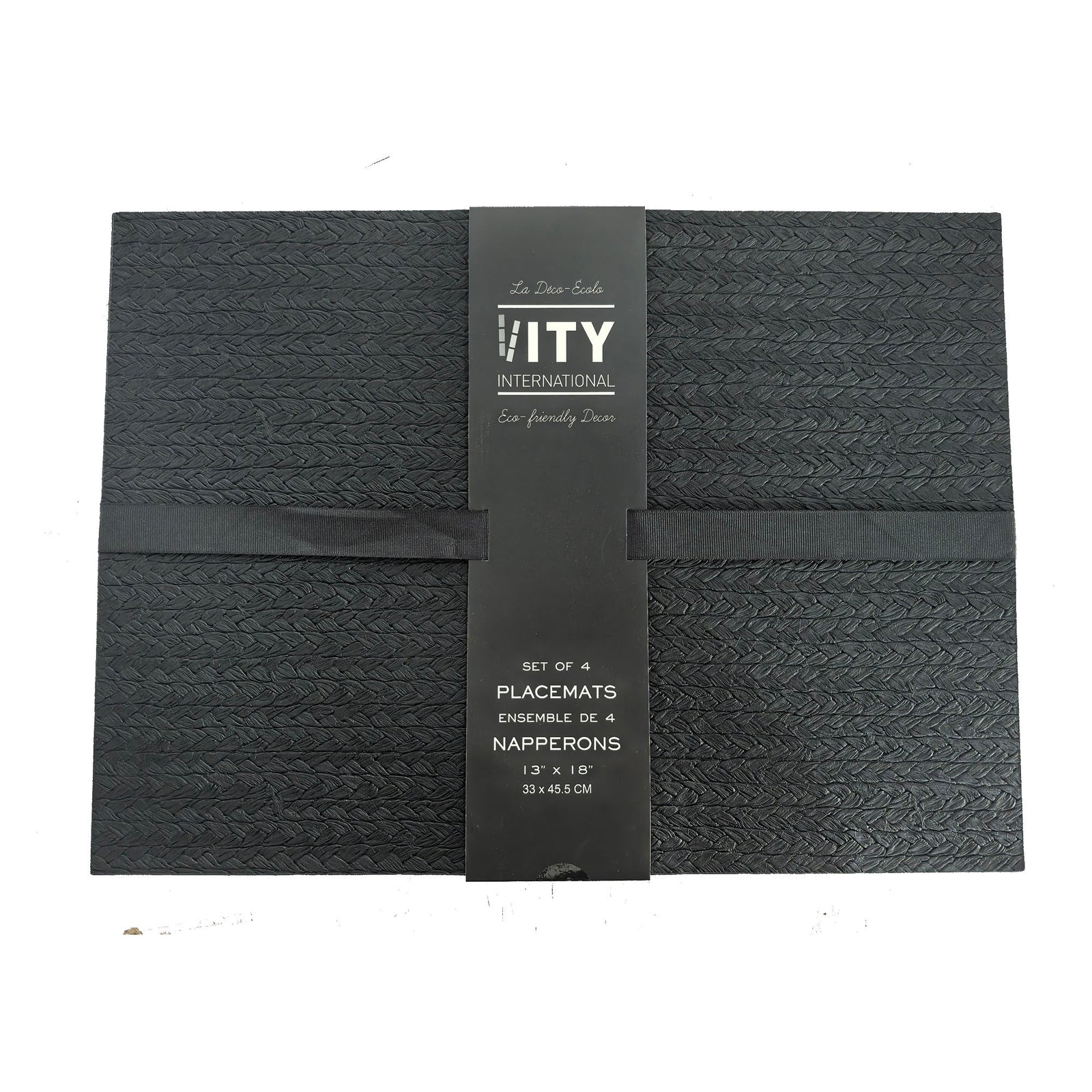 Ensemble de napperons rectangulaires en cuir noir, 13'' x 18'' (4 unités)