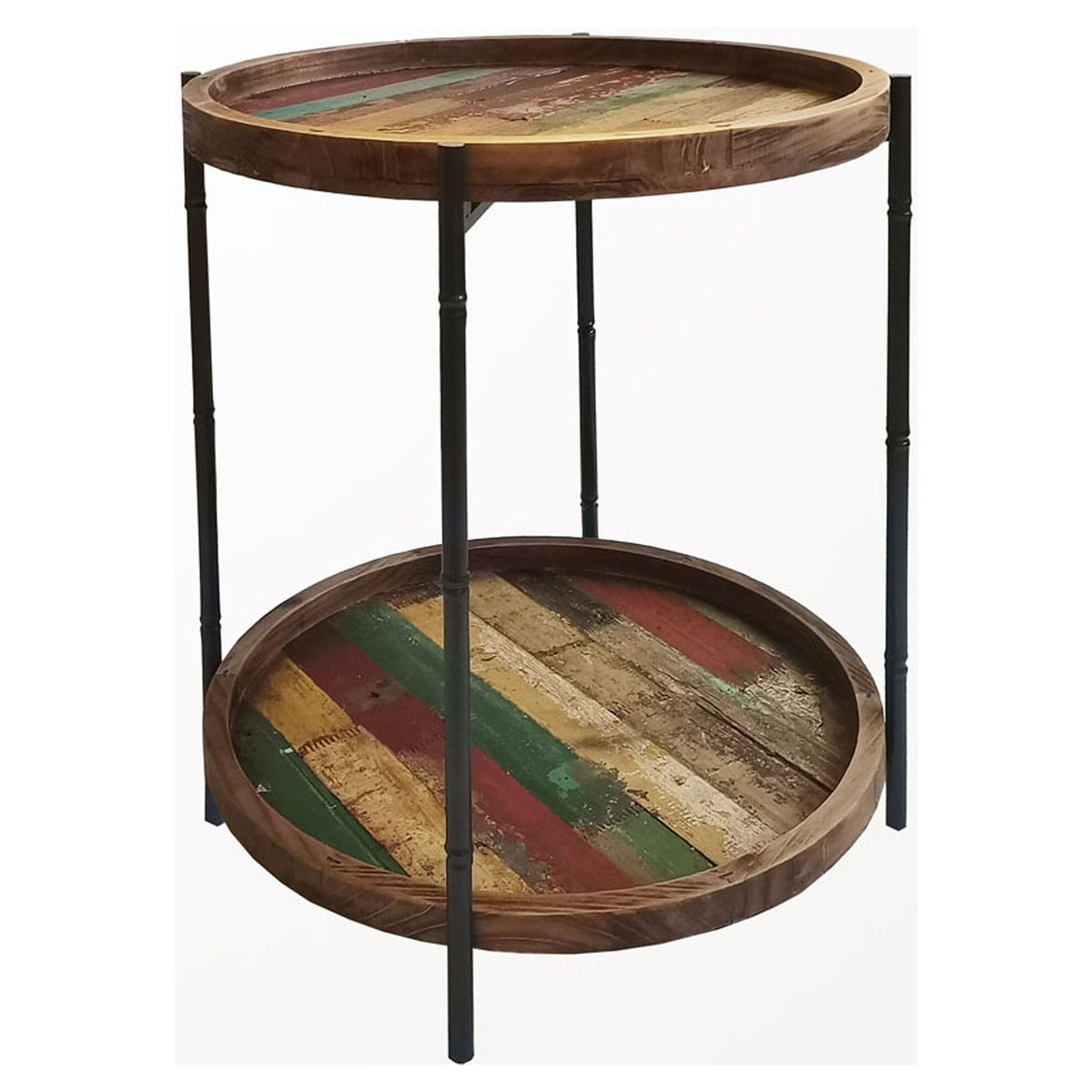 Table d’appoint ronde en bois et métal, 22" x 24-1/2"