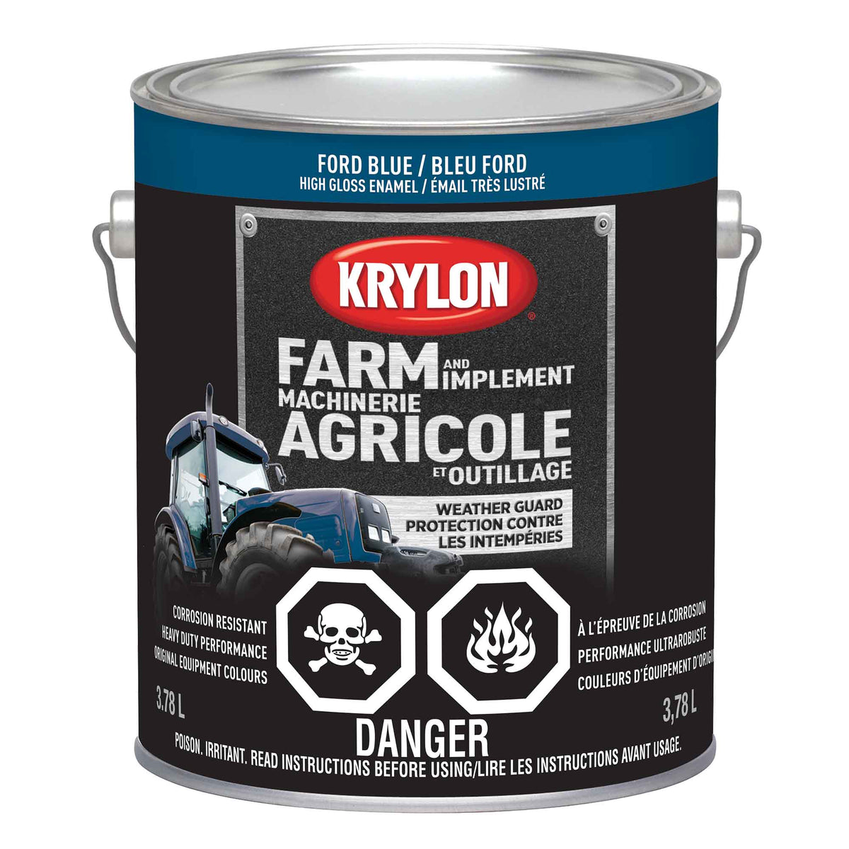 Peinture pour machinerie agricole et outillage émail très lustré bleu Ford, 3,78 L