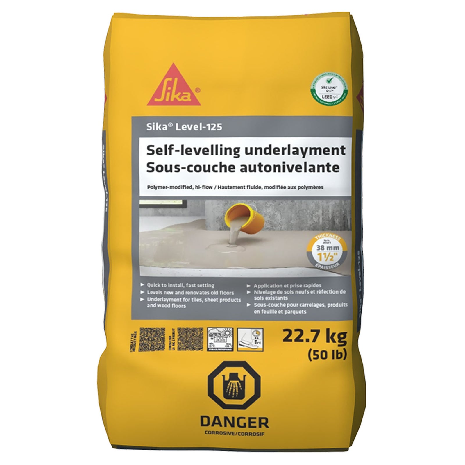Sous-couche autonivelante modifiée aux polymères Sika Level-125 CA, 22,7 kg