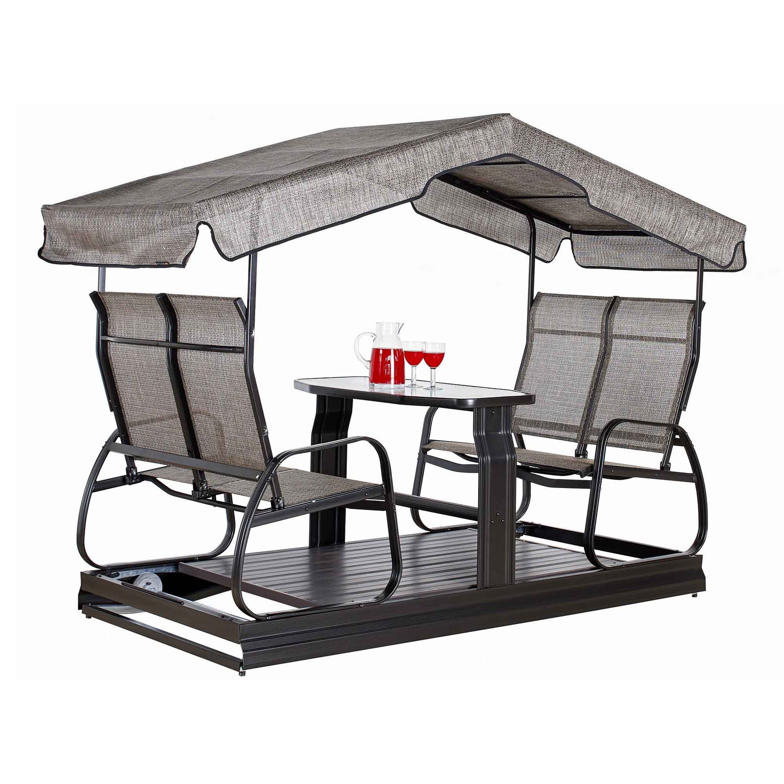 Balançoire de jardin Eco à 4 places, beige et brun