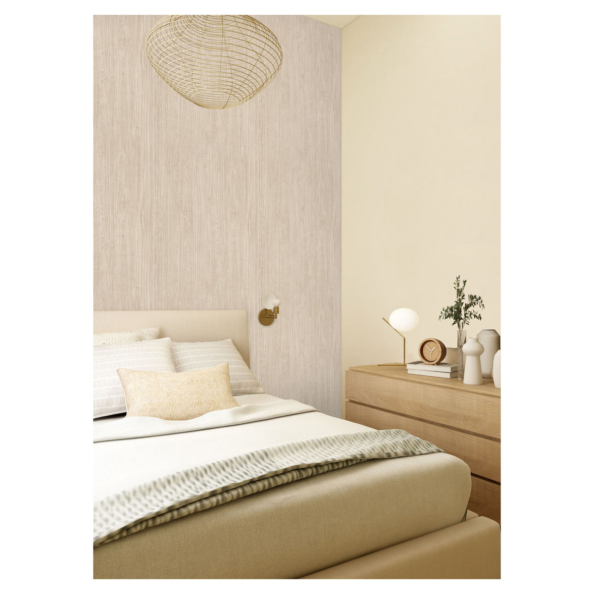 Papier peint adhésif à effet bois de cerisier, 20,5" x 18' (beige)