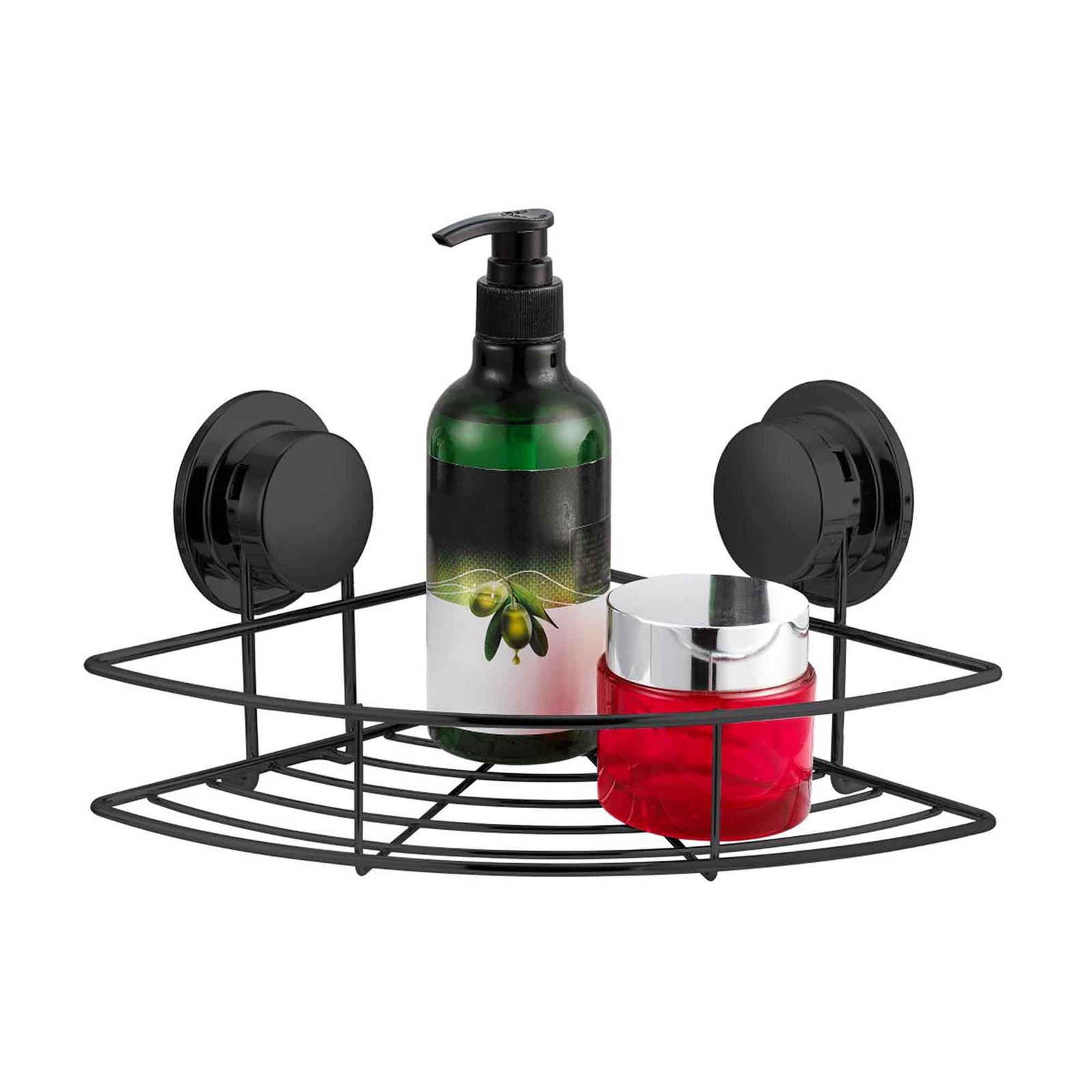Étagère de douche à angle avec ventouses, noir