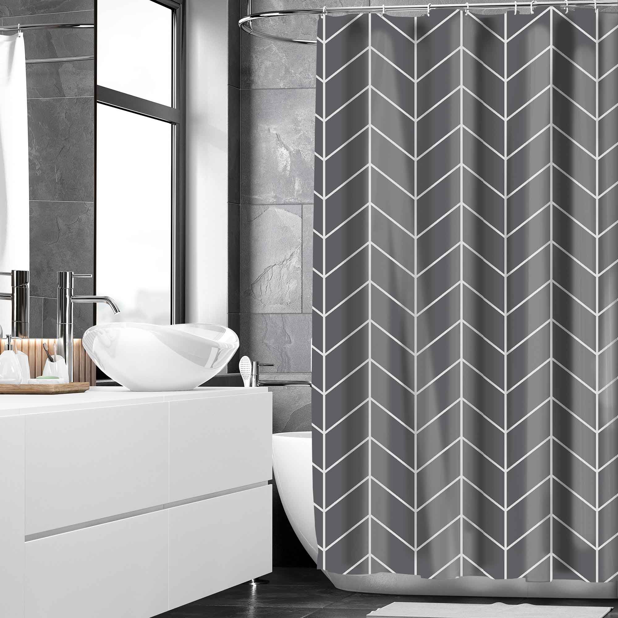 Rideau de douche tissé avec un motif imprimé de chevrons, 70'' x 72''