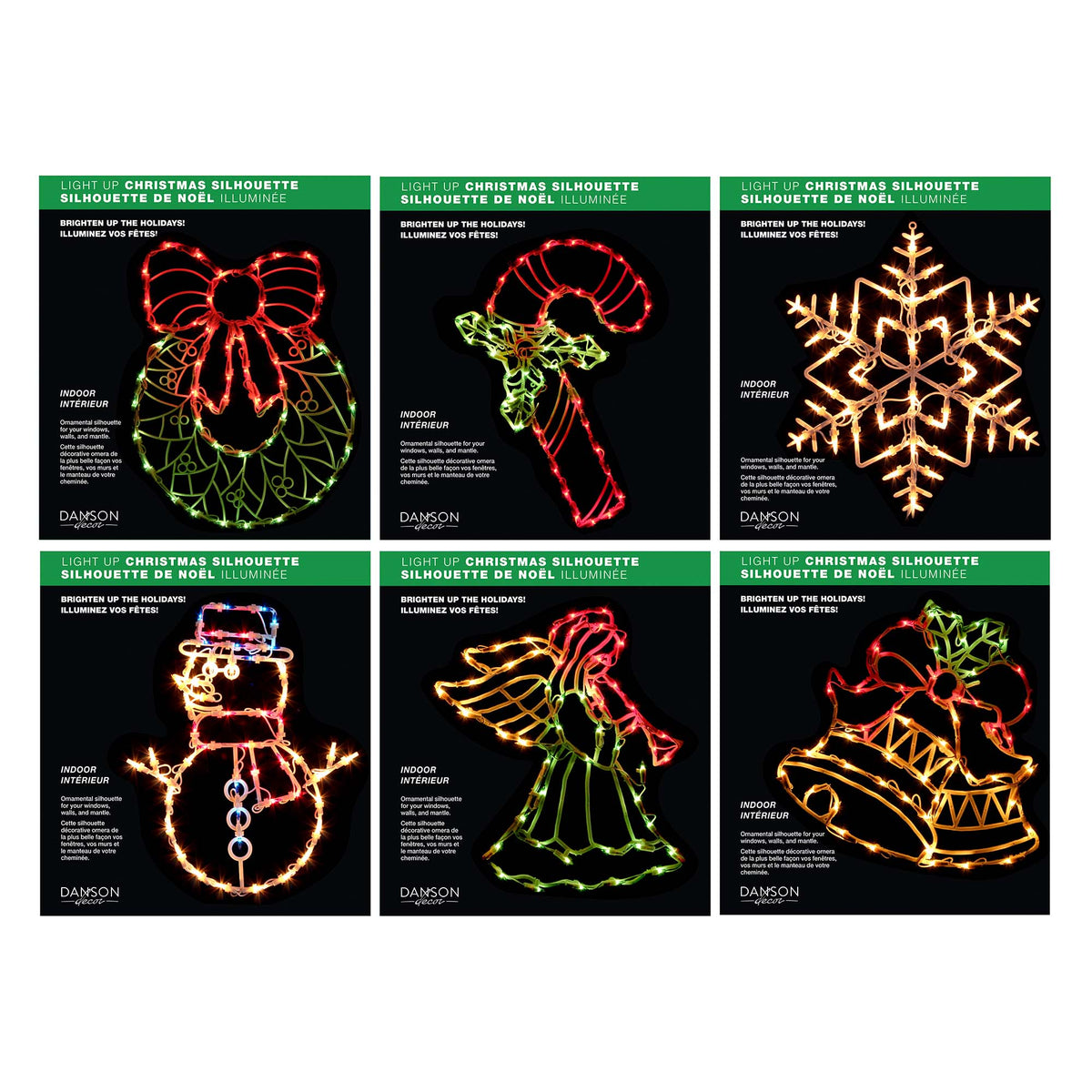 Assortiment de 6 silhouettes de Noël illuminées