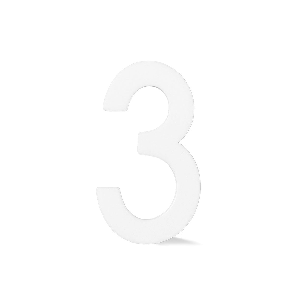 Chiffre autocollant de 4’’en plexiglas, #3 (blanc)