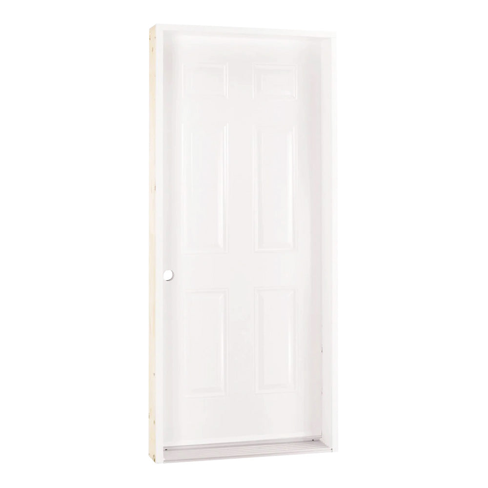 Porte blanche en acier B01 à ouverture à droite vers l'intérieur, 34'' x 80"