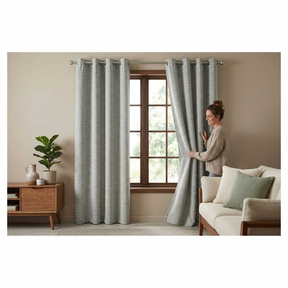 Rideau de luxe tissé à effet velours chenille, 54" x 84" (gris foncé)