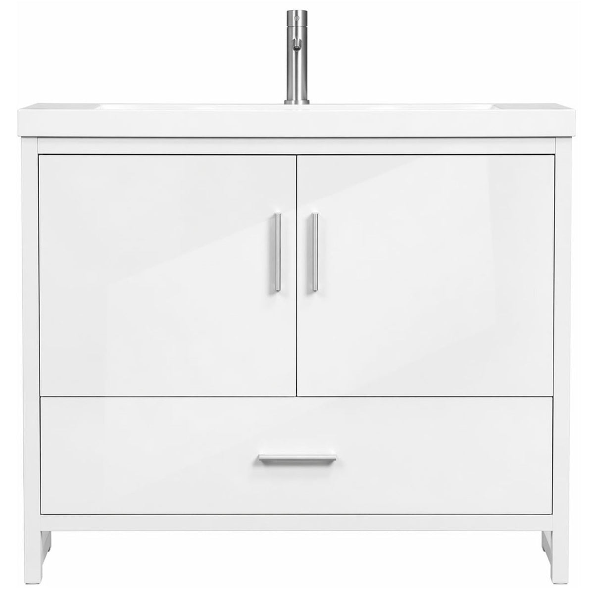 Vanité autoportante Smally en blanc brillant avec lavabo Relax S36, 35'' x 18-3/4'' x 31-1/2''