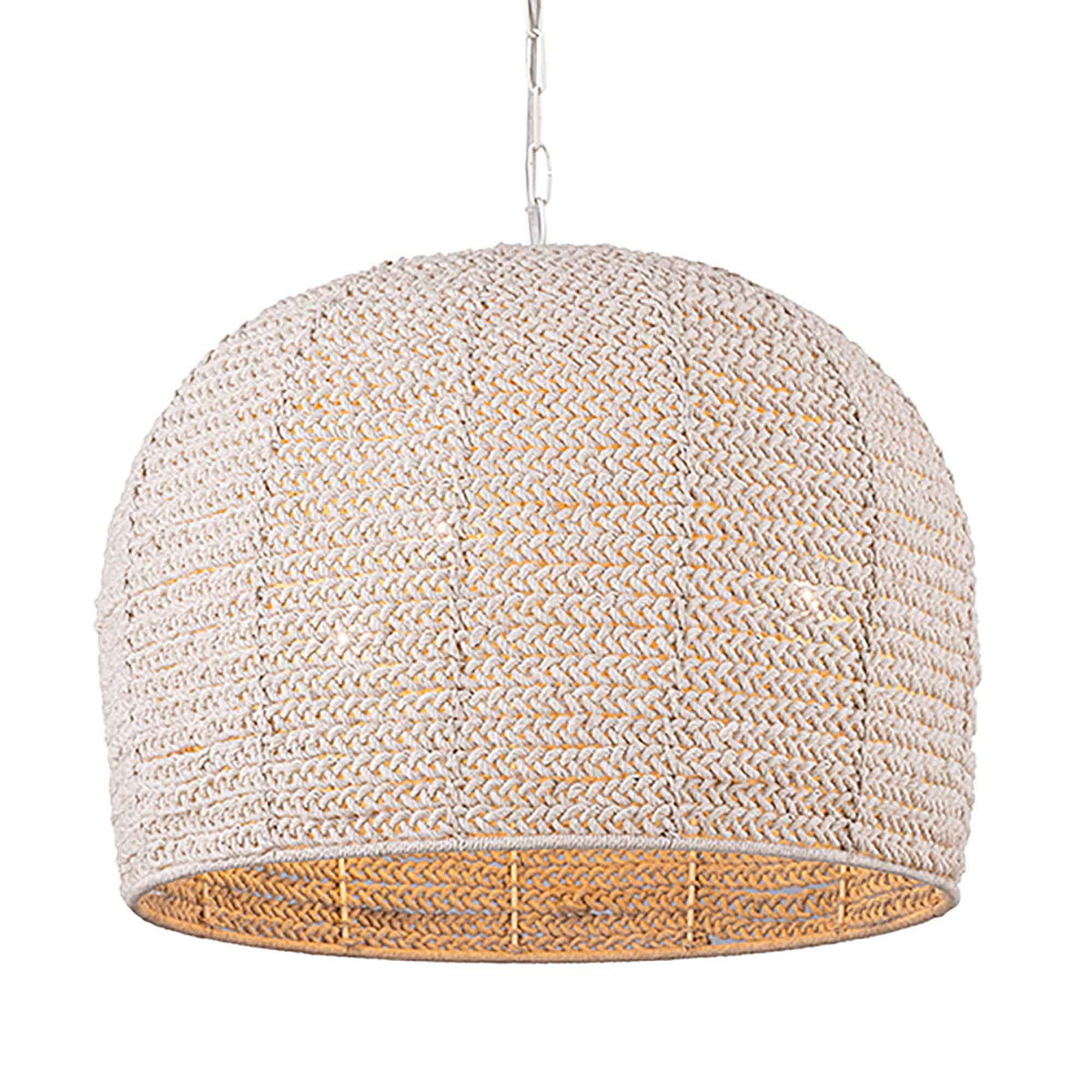 Luminaire suspendu Devi à 3 lumières avec abat-jour en macramé naturel, 24&quot; x 19-1/4&quot; 