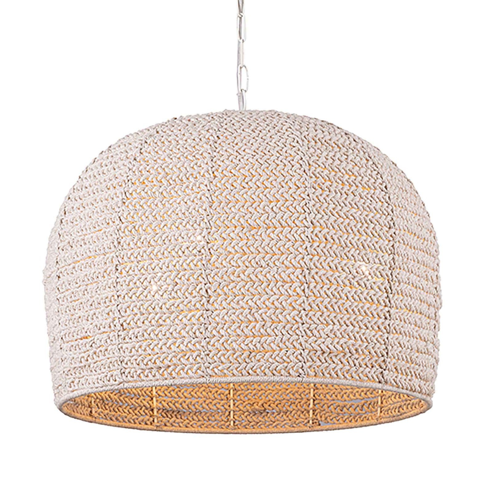 Luminaire suspendu Devi à 3 lumières avec abat-jour en macramé naturel, 24" x 19-1/4" 