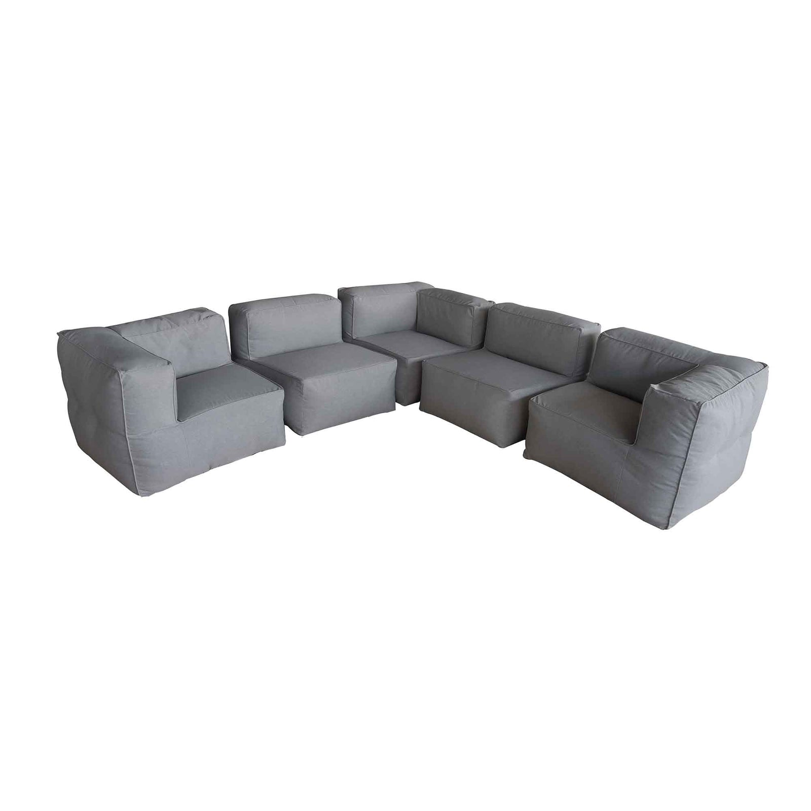 Canapé modulaire avec billes de polystyrène pour intérieur ou extérieur, 5 morceaux