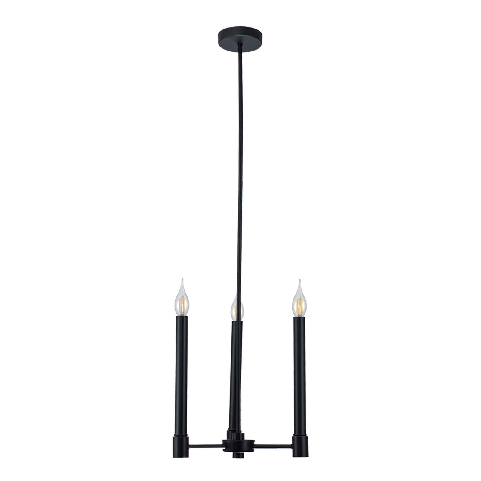 Luminaire suspendu noir à 3 lumières de la collection Toscana, 13" x 13,8"