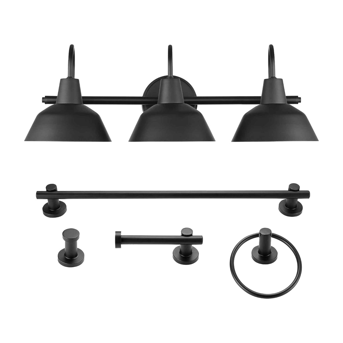 Ensemble de luminaire et d&#39;accessoires de salle de bain de 5 pièces, noir mat 