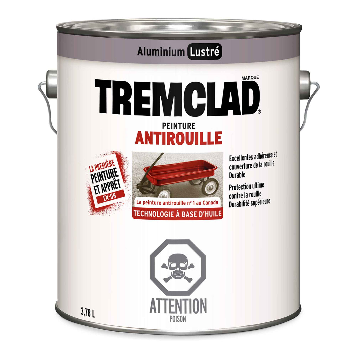 Tremclad peinture antirouille à base d&#39;huile aluminium lustré, 3,78 L