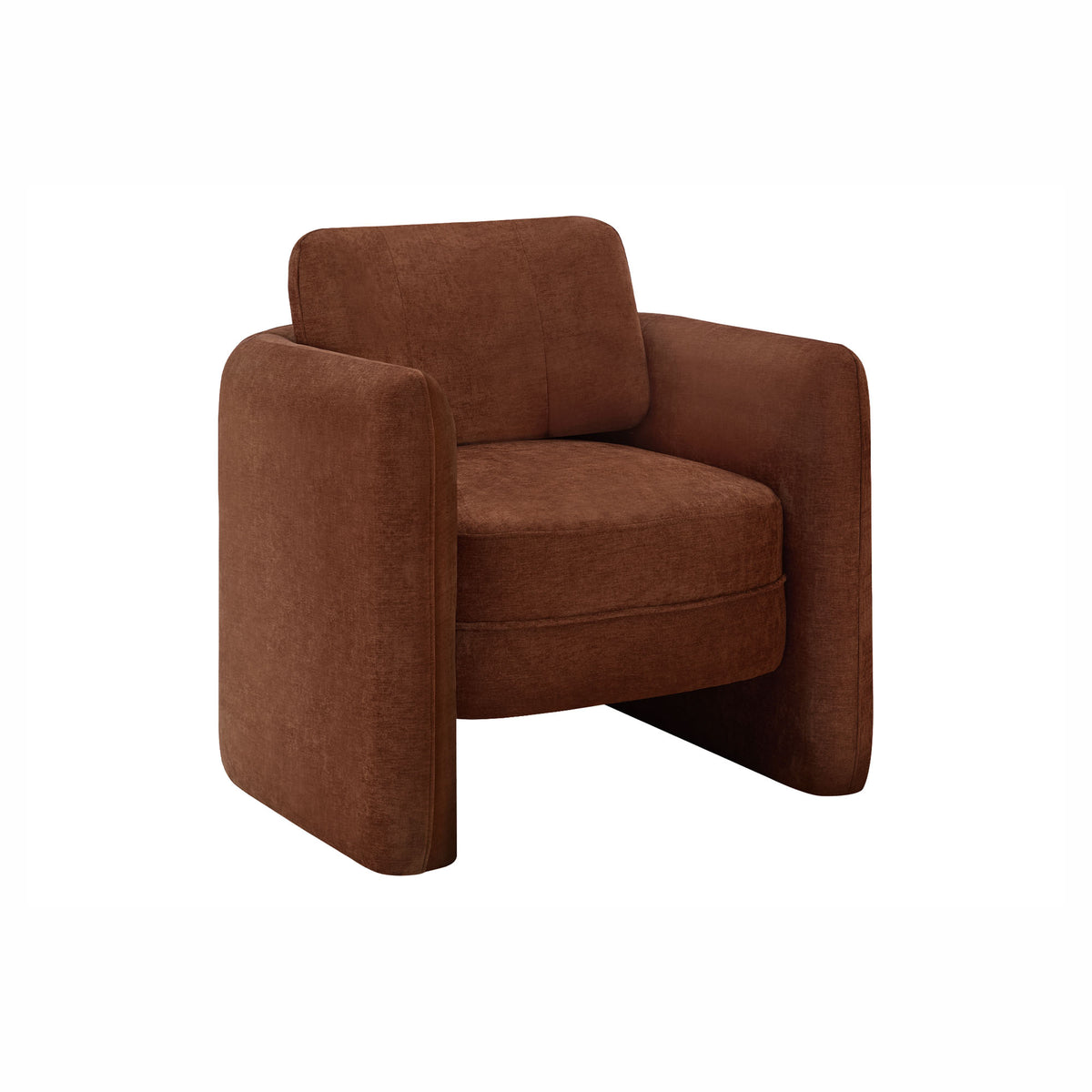 Fauteuil d’appoint arrondi à dossier carré, terracotta