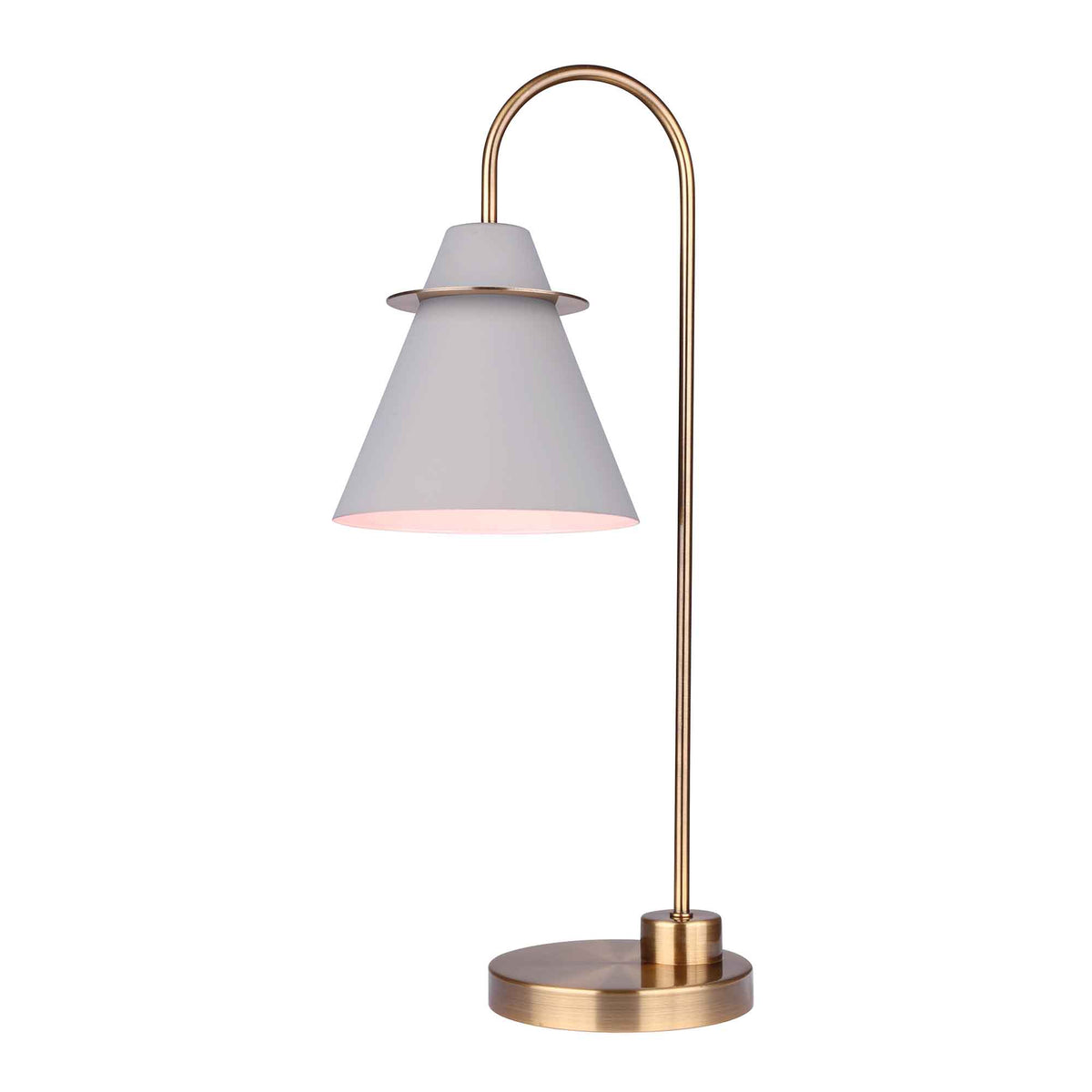 Lampe de table Talia à 1 lumière avec abat-jour gris, or 