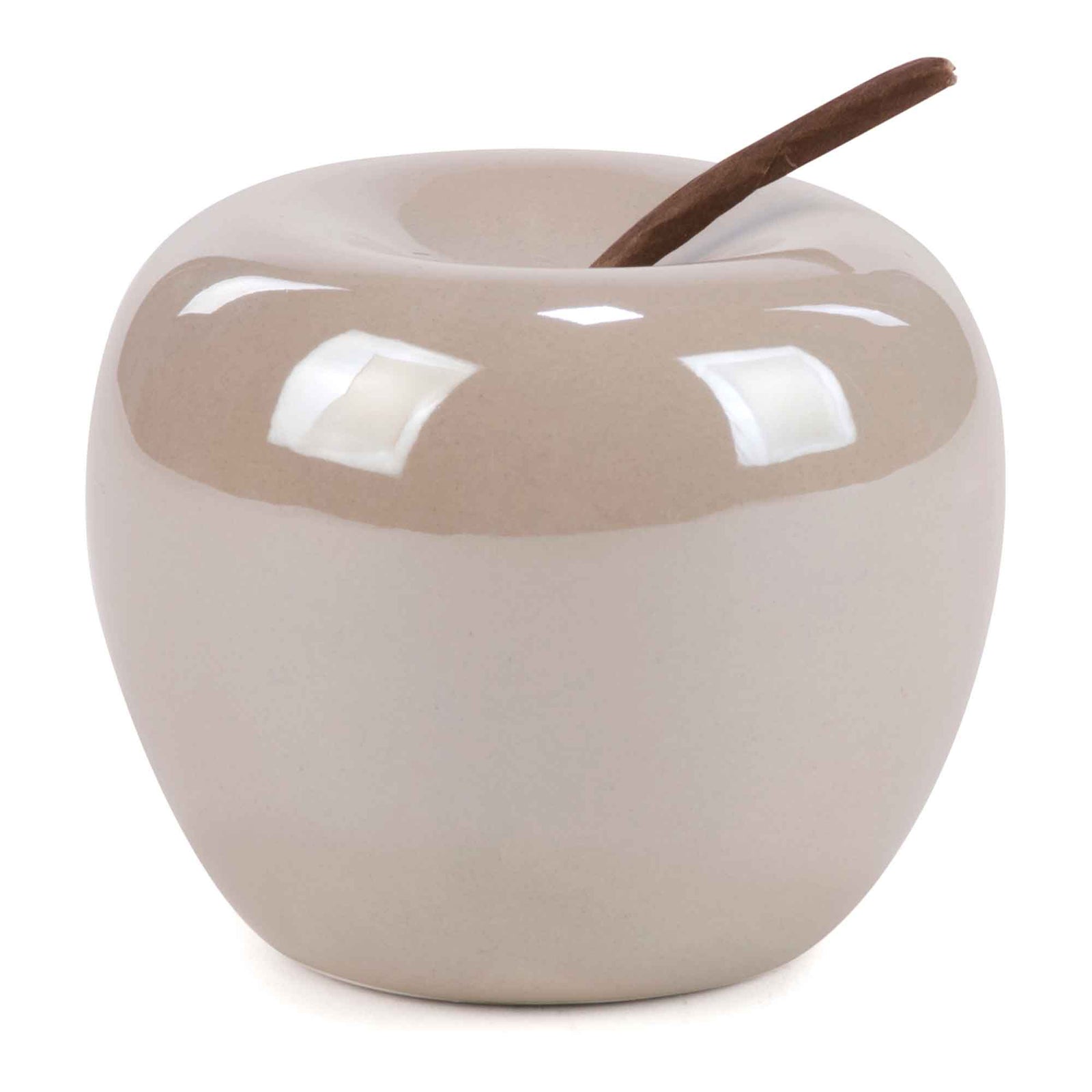 Décoration de pomme en céramique grise, 3,5" x 3,5"