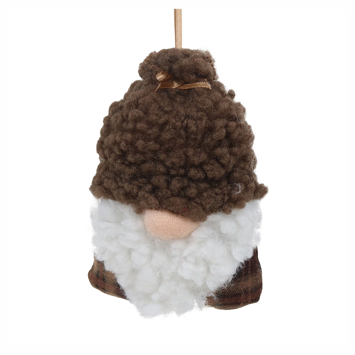 Décoration de Père Noël en laine avec barbe à suspendre, 4" (marron)