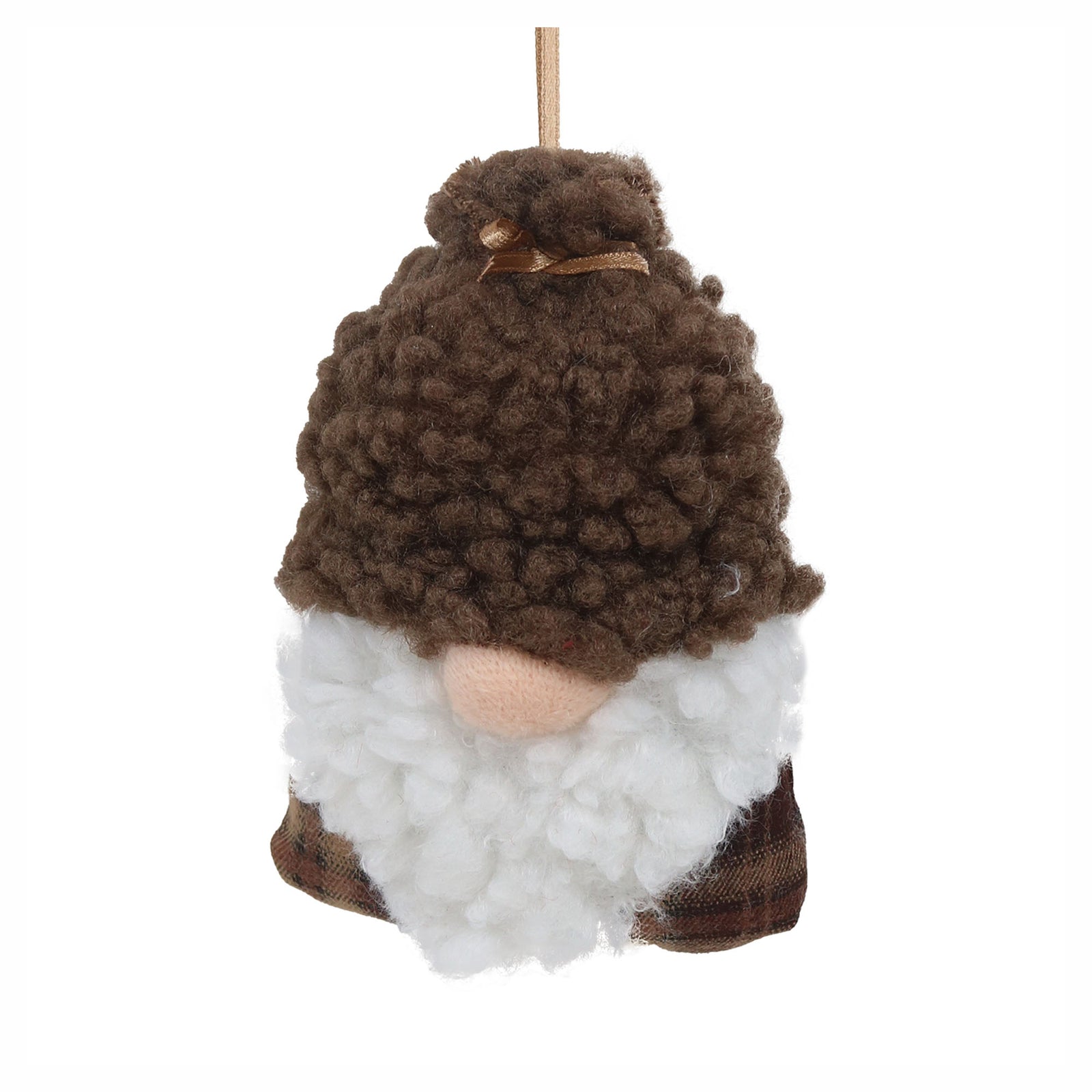 Décoration de Père Noël en laine avec barbe à suspendre, 4" (marron)