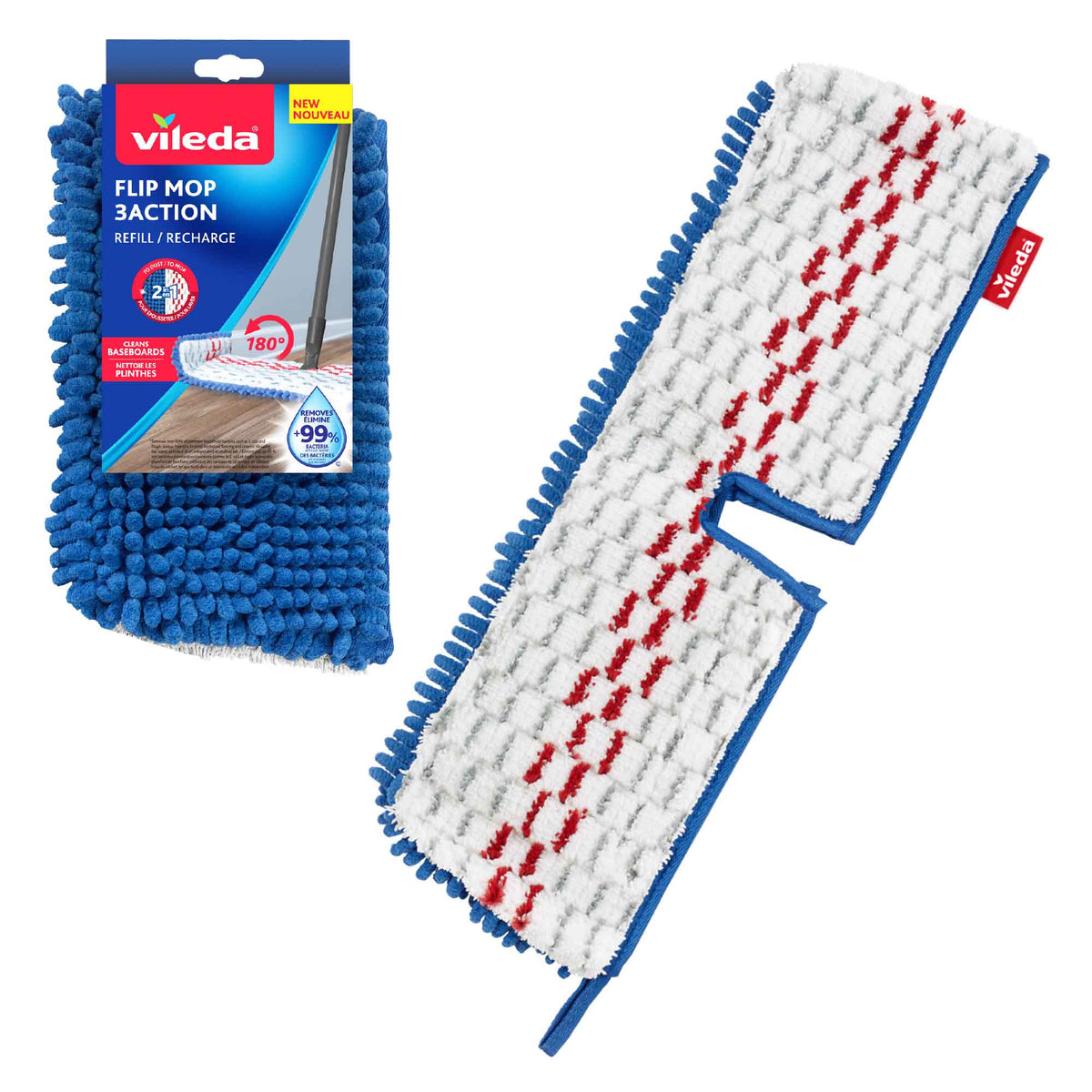 Recharge pour vadrouille Flip Mop 3Action, bleu et blanc