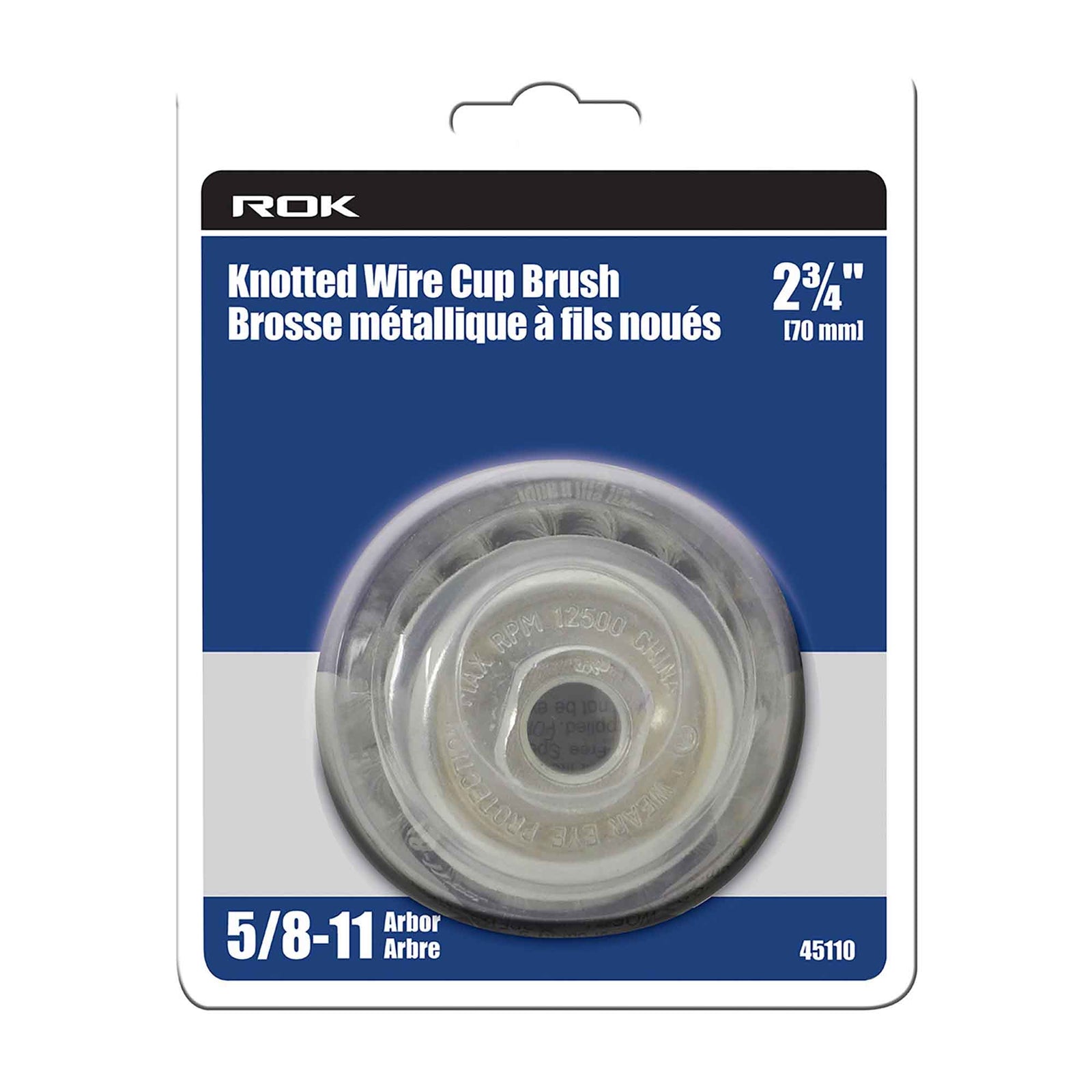 Brosse coupelle métallique à fils noués, 2-3/4''