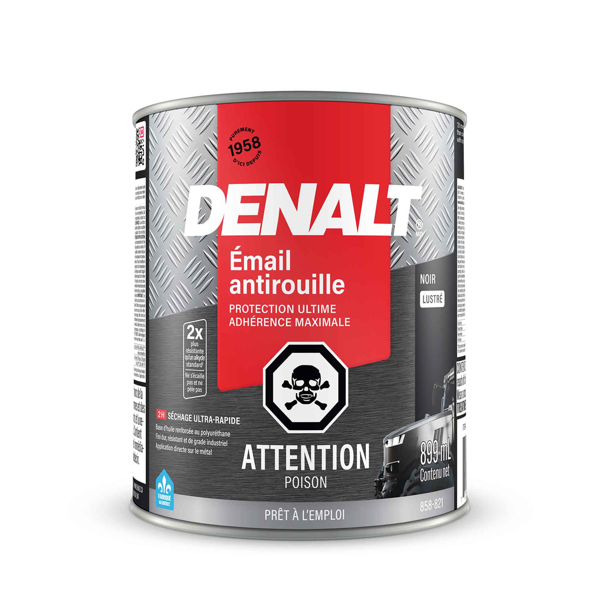 Émail antirouille à base d’huile noir lustré, 899 ml