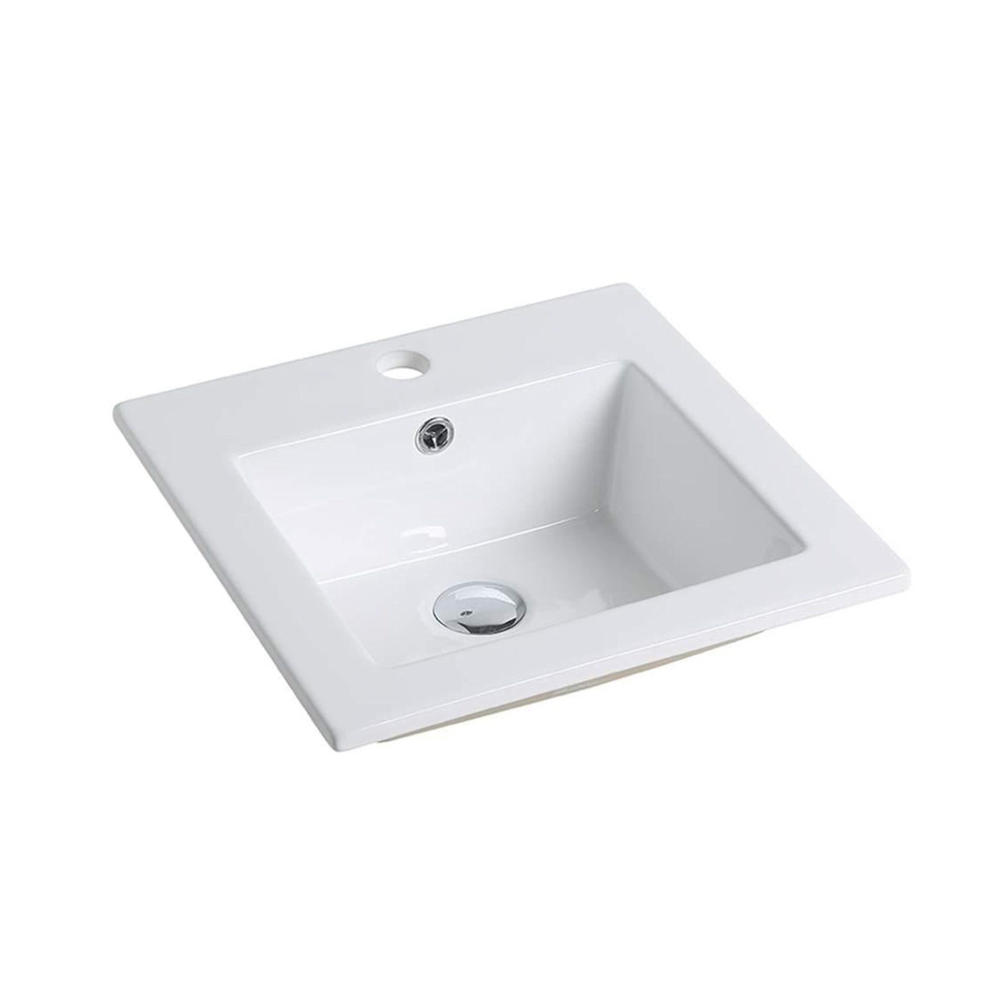 Lavabo à encastrer de forme carrée en porcelaine blanche, 16-1/4'' x 16-1/4'' x 6-3/4''