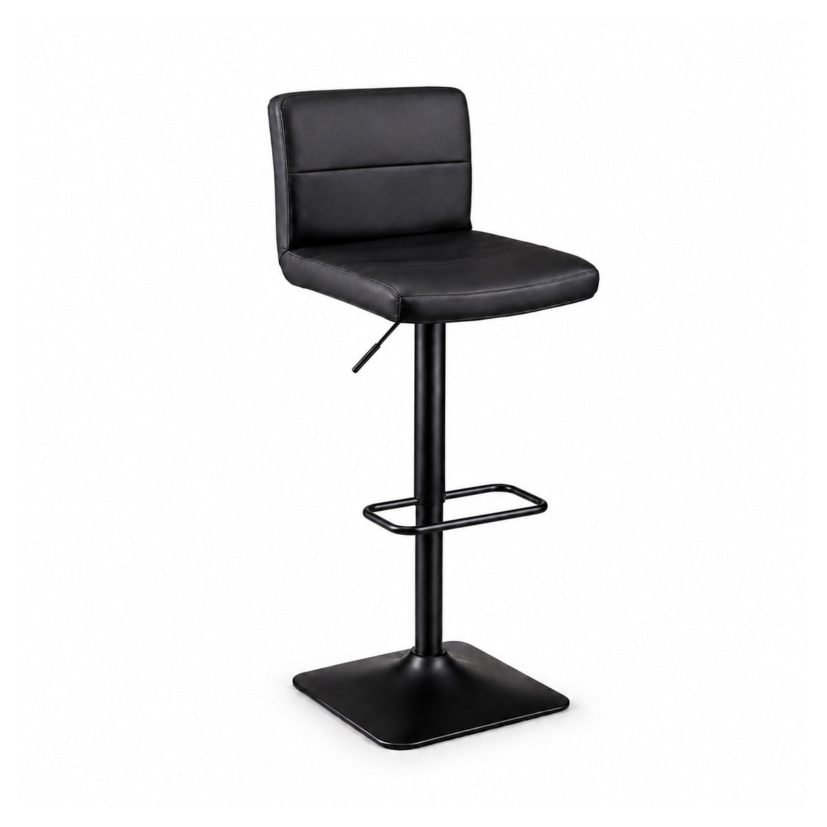 Tabouret de comptoir noir avec base noire ajustable, 2 unités