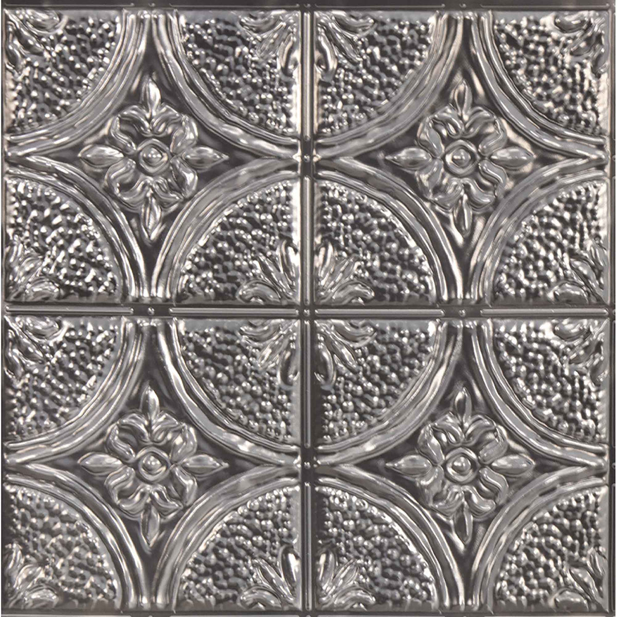 Tuile adhésive imitation étain argenté antique Camden, 10'' x 10'' (4 unités)