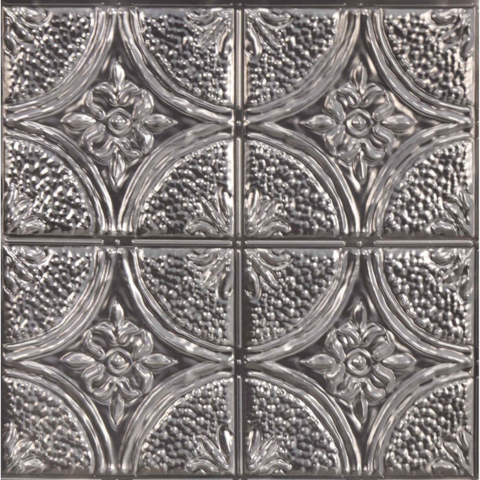 Tuile adhésive imitation étain argenté antique Camden, 10'' x 10'' (4 unités)