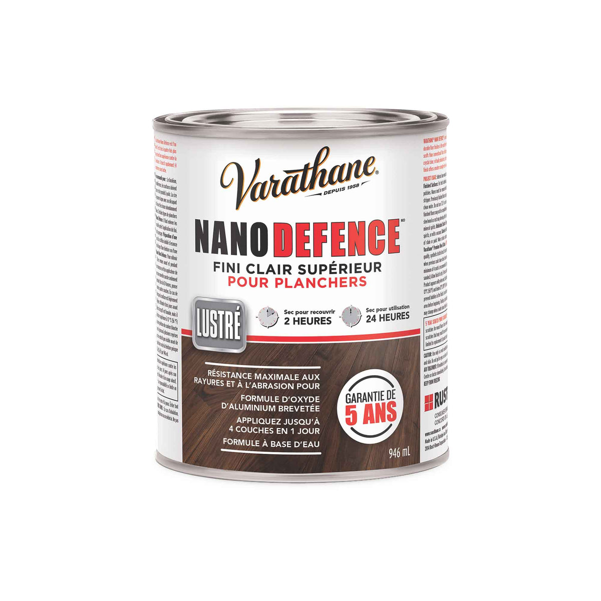 Fini transparent pour planchers de qualité supérieure Nano Defence lustré, 946 ml